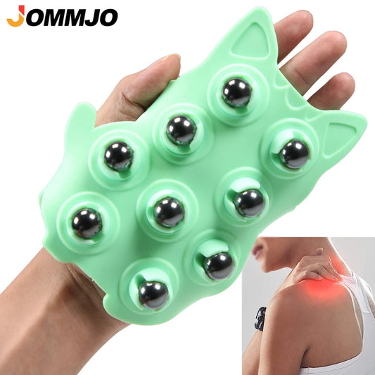 Massagehandske med 9 Roterande Kulor – Handhållen Helkroppsmassage med Magnetisk Effekt
