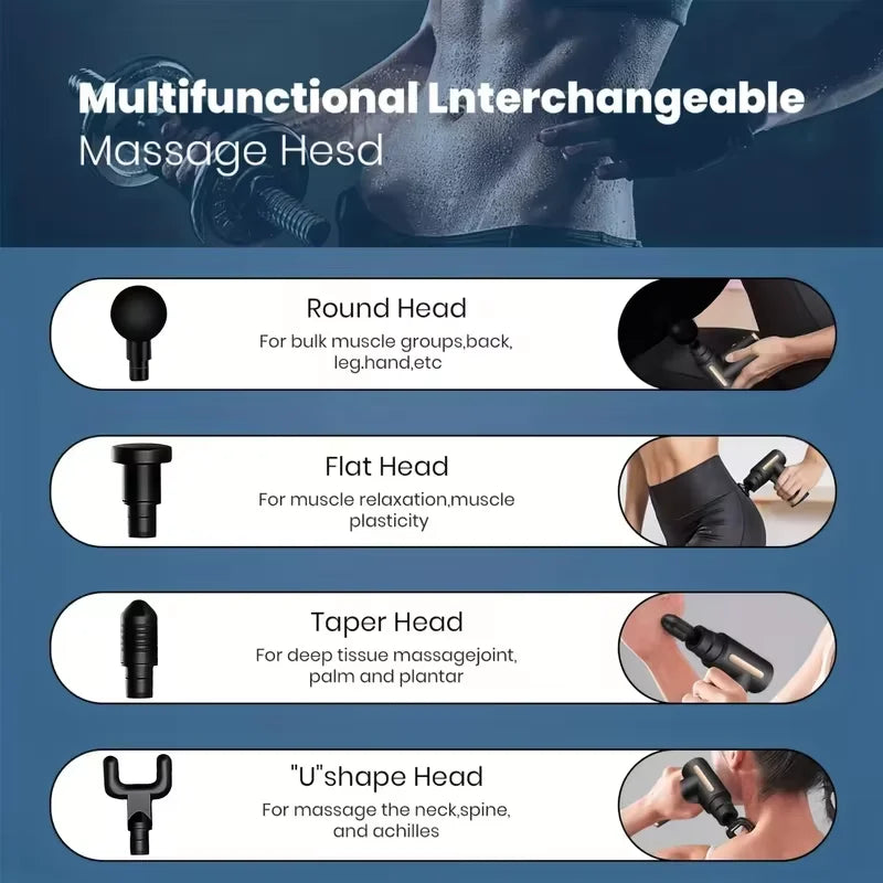 Mini Massagepistol – Bärbar & Tyst Muskelmassage med LED & 4 Munstycken | NextRelax